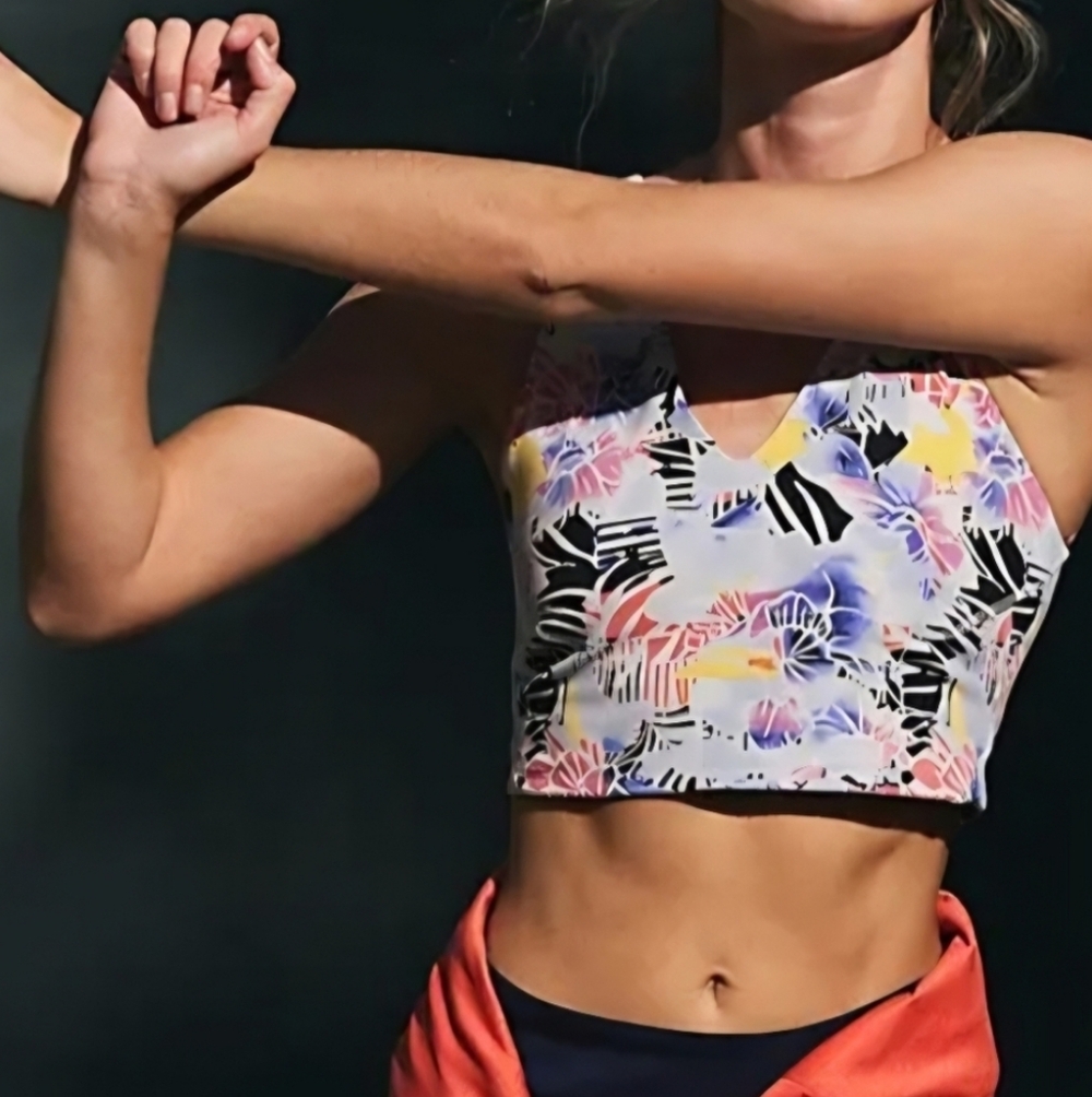 FREE PEOPLE FP MOVEMENT Never Better Printed Crop NWOT Floral Combo